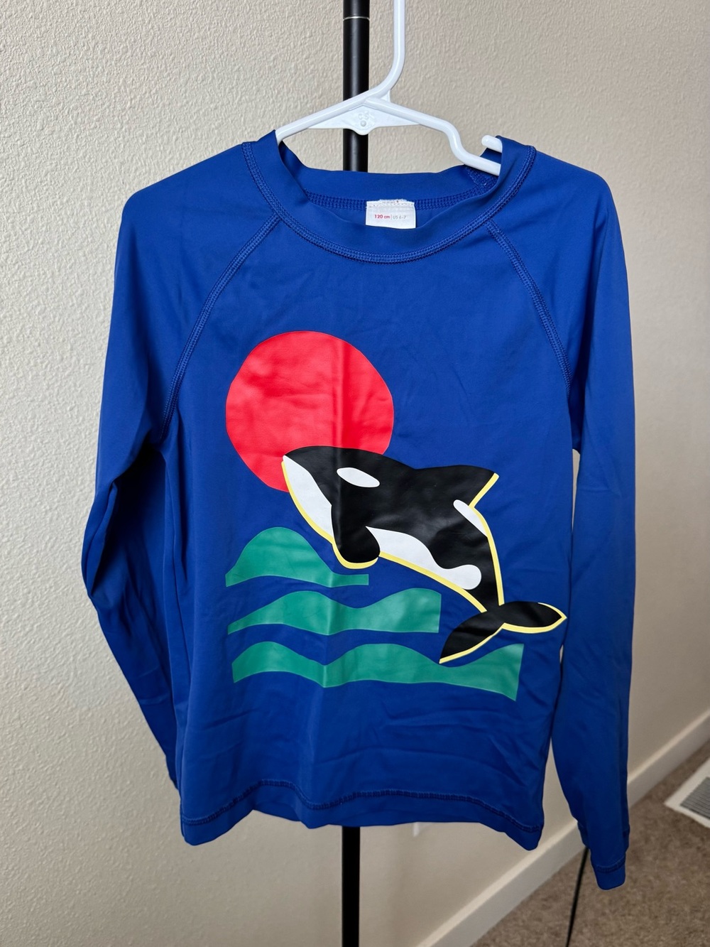 Hanna Andersson Blue Rashguard with Orca and Red Sun